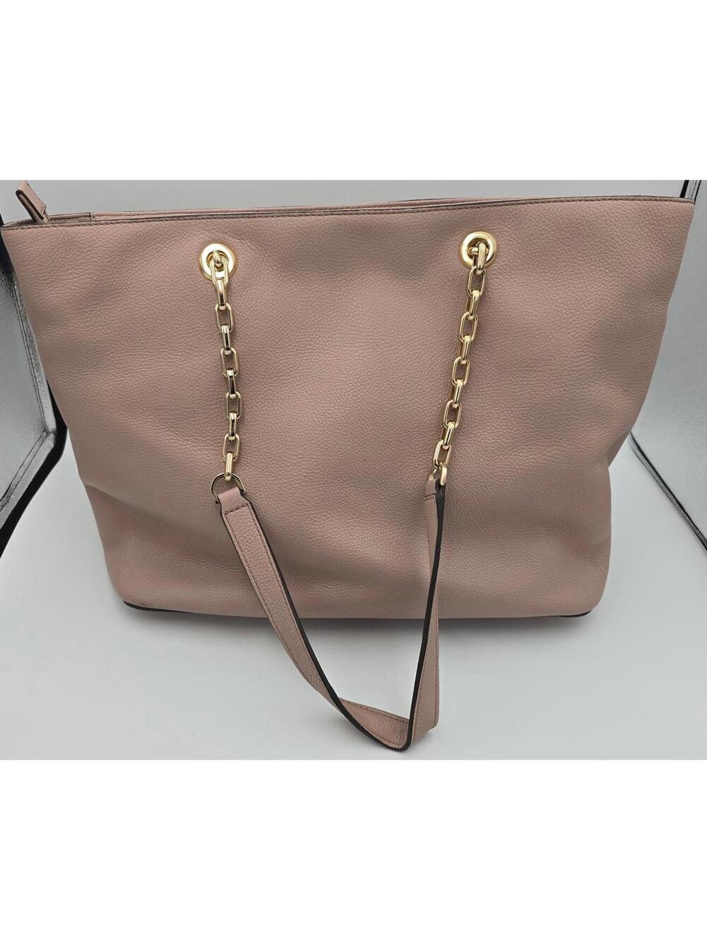 Michael Kors Mercer Large Tote Pink Pebbled Leather Gold Chain Shoulder Bag - Picture 4 of 7